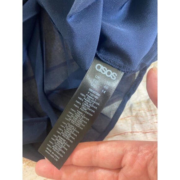 ASOS Women's Crochet Chiffon Blue Pleated Cut Out Cocktail Dress - 14 - Picture 10 of 14